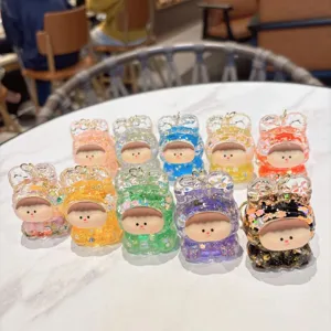 Colorful acrylic quicksand keychain pendant cute cartoon blind box bag charm gift