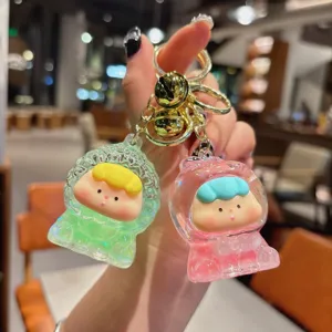 Cute floating liquid quicksand fruit doll keychain bag pendant cute fashion gift item!