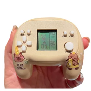 Mini retro handheld game console cute capybara design portable electronic toy gift keychain
