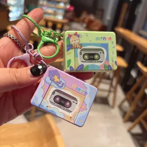 Cartoon cassette player keychain toy cute backpack pendant bag charm cute aesthetic key ring