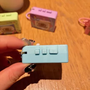 Mini cassette player keychain cartoon retro music toy backpack pendant cute gift