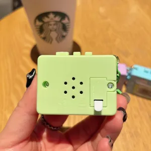 Cartoon music player keychain decompression toy cute bag pendant sound mini electronic toy