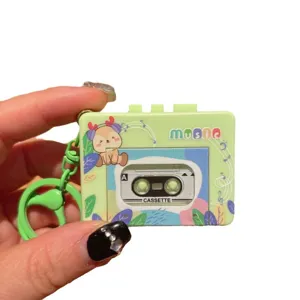 Cartoon music cassette tape keychain decompression toy cute bag pendant car key accessory