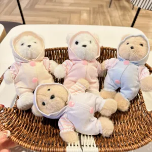 Süßer Plüschbären-Anhänger mit Kapuze, weiches Stofftier als Taschenschmuck, toll für alle
