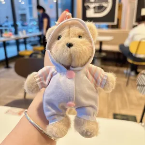Süßer Plüschbär Anhänger mit Kapuze Detail, weiches Kuscheltier Taschenanhänger Schlüsselring.