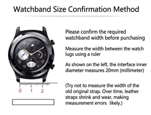 Cinturino di ricambio larghezza 20mm guida alla misurazione compatibile con smartwatch.