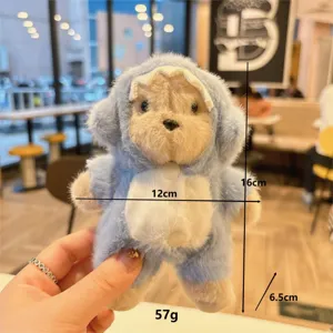 Leuke tekenfilm pluche beren sleutelhanger tas hanger met blauwe hoodie zacht speelgoed.