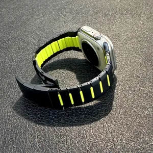 Stainless steel watch band compatible with Apple Watch, stylish dual color metal strap for men