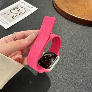 Apple Watch Magnet Silikon Armband, Litschi Textur weiches Ersatzband für Smartwatch Zubehör.