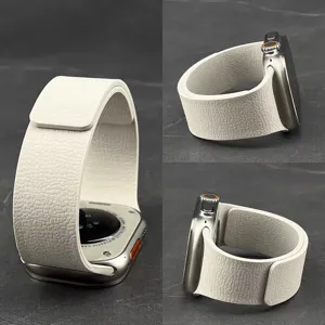 Cinturino per orologio in silicone magnetico bianco con motivo litchi Apple Watch.