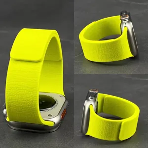 Cinturino per orologio in silicone magnetico giallo vivo, ricambio con motivo litchi