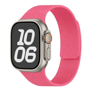 Cinturino per orologio in silicone magnetico morbido con motivo litchi rosa compatibile.