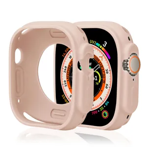Silicone protective case for Apple Watch 49mm, candy color bumper cover for smartwatch detail.
