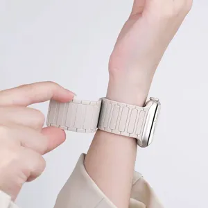 Silicone magnetic watch band detail view, comfortable fit, replacement strap for smart watch.
