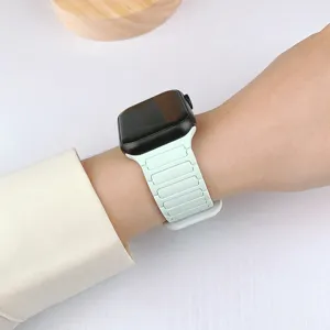 Silicone magnetic watch strap detail view, soft and comfortable replacement band for smartwatch.