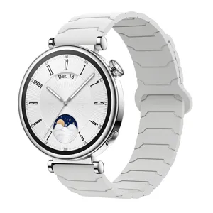 White smartwatch replacement strap with stylish link design, durable and comfortable for daily wear.