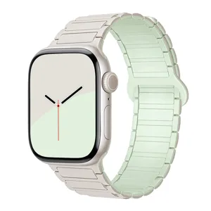 Silicone magnetic watch strap detail, dual tone design, comfortable and flexible fit.