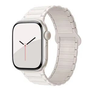 Close-up detail view of magnetic silicone watch band compatible with Apple Watch.