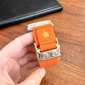 Cinturino in nylon arancione compatibile con Apple Watch Ultra, resistente cinturino in metallo.