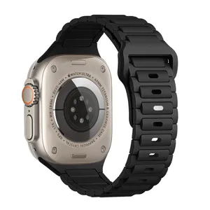 Cinturino per orologio in silicone nero compatibile con smartwatch, design resistente.