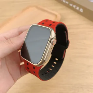 Cinturino per orologio in silicone per Apple Watch Ultra, stile sportivo rosso e nero.