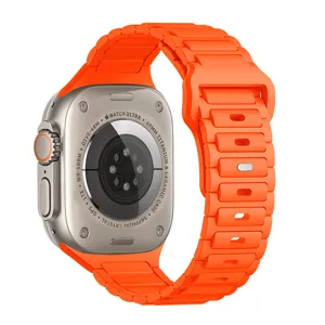 Cinturino per orologio in silicone compatibile con Apple Watch Ultra, arancione, resistente.