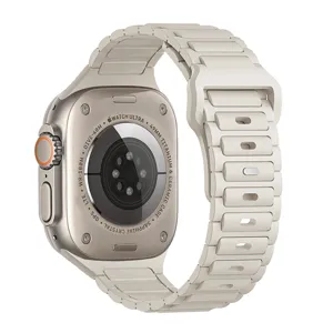 Cinturino in silicone di ricambio compatibile con Apple Watch Ultra 49mm stile a maglie beige