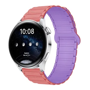 Cinturino magnetico in silicone di ricambio per smartwatch, vista dettagliata del cinturino colorato.