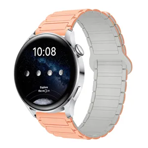 Cinturino di ricambio magnetico in silicone per smartwatch, comodo cinturino arancione pesca.