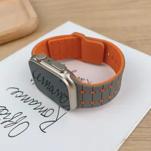 Cinturino in silicone compatibile con Apple Watch Ultra, cinturino di ricambio arancione e grigio.