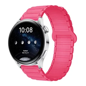 Cinturino per smartwatch in silicone magnetico rosa di ricambio compatibile Samsung Huawei.