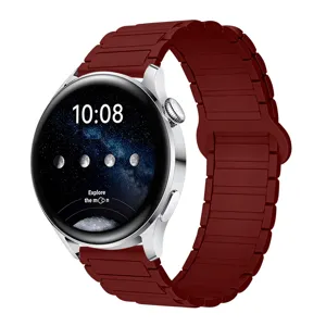 Cinturino per orologio in silicone magnetico bordeaux compatibile con smartwatches, elegante.