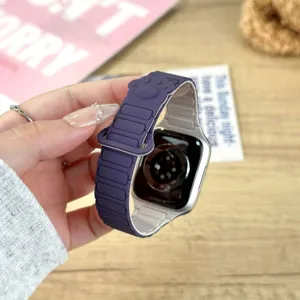 Silicone magnetic watch band replacement strap with cute paw design compatible with smartwatch.