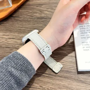 Nylon gevlochten horlogebandje geschikt voor Apple Watch, stijlvolle magnetische metalen gesp.