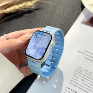 Cinturino per orologio in silicone magnetico compatibile con Apple Watch, morbido.