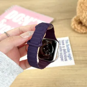 Silicone magnetic watch strap compatible with Apple Watch, cute dog paw design for daily wear.
