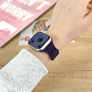 Silicone magnetic watch strap with cute dog paw design, comfortable daily wear accessory.