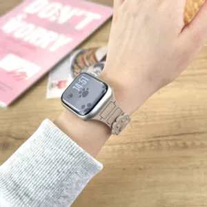 Silicone magnetic replacement strap for Apple Watch featuring cute paw design, comfortable daily wear.