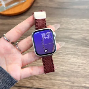 Vervanging nylon gevlochten horlogeband met magnetische gesp compatibel met smartwatch.
