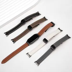 Cinturino di ricambio in pelle per smart band Xiaomi, chiusura magnetica, accessorio.