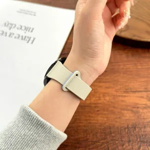 Vervangend siliconen horlogebandje met litchi textuur en magnetische sluiting voor smartwatch.