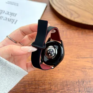Siliconen magnetische horlogeband vervanging compatible met smartwatch, zwart en rood.