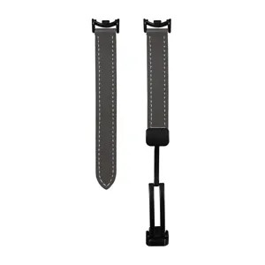 Cinturino di ricambio in pelle PU grigia con chiusura magnetica per fitness tracker