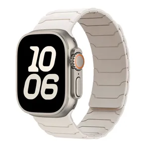 Vervanging siliconen magnetische horlogeband compatibel met Apple Watch Ultra serie wit.
