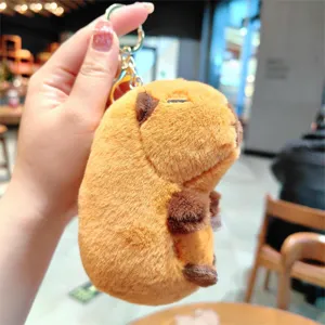 Cute capybara plush keychain brown stuffed animal toy soft bag pendant accessory gift