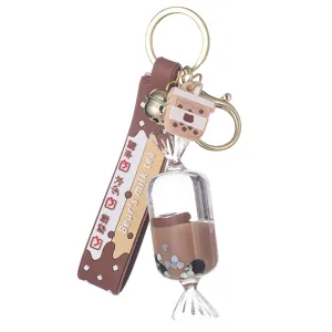 Kreativer Treibsand Schokolade Schlüsselanhänger Acryl schwimmende Flasche Tasche Anhänger