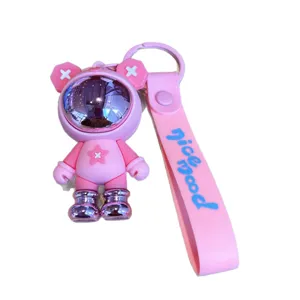 Lindo llavero de oso astronauta rosa juguete de tendencia colgante de bolso auto regalo