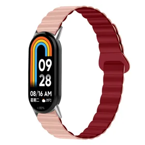 Correa magnética de silicona de repuesto para Xiaomi smartband, diseño bicolor.