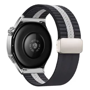 Replacement woven nylon watch strap 22mm with magnetic folding clasp for smartwatch.