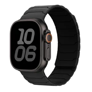 Zwarte siliconen magnetische horlogeband vervangende band compatibel met smartwatches.